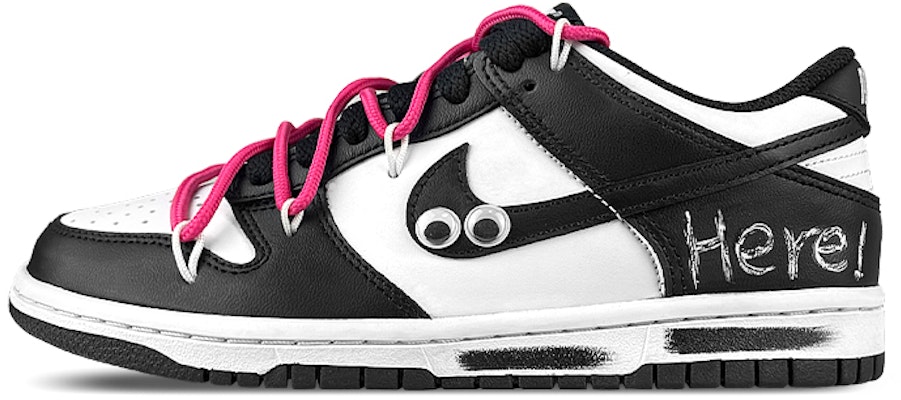 【客製化球鞋】Nike Dunk Low 禮盒 黑白熊貓 大眼萌仔 黑煤球 解構 低筒 板鞋 GS 黑粉 Order 【客製化球鞋】Nike Dunk Low 禮盒 黑白熊貓 大眼萌仔 黑煤球 解構 低筒 板鞋 GS 黑粉