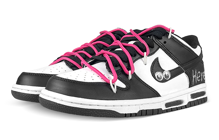 Shop [定制鞋款] 耐克Dunk Low '黑白熊猫 - 黑粉' CW1590-100-457683