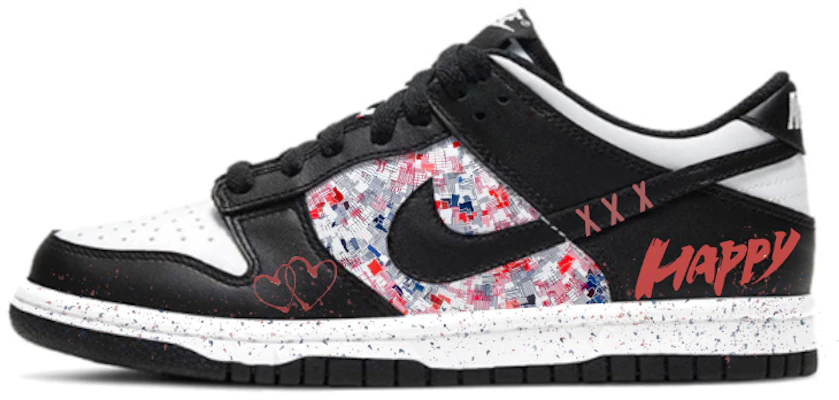 【訂製球鞋】Nike Dunk 藝術塗鴉 happy永痕 防滑耐磨 低筒 板鞋 GS 黑白熊貓 Order 【訂製球鞋】Nike Dunk 藝術塗鴉 happy永痕 防滑耐磨 低筒 板鞋 GS 黑白熊貓