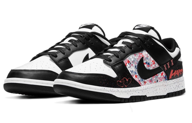 Shop [Sepatu Kustom] Nike Dunk Low 'Pandai Grafiti Hitam Putih' CW1590-100(Team10-happy永痕)