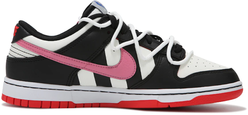 【定製球鞋】 Nike Dunk Low 高街 條紋 貼標 解構綁帶 復古 低筒 板鞋 GS 黑白粉 Order 【定製球鞋】 Nike Dunk Low 高街 條紋 貼標 解構綁帶 復古 低筒 板鞋 GS 黑白粉
