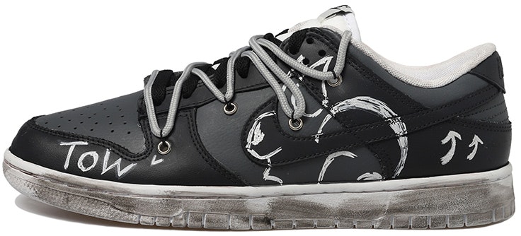 custom-shoes-nike-dunk-low-black-white-rabbit-arrow