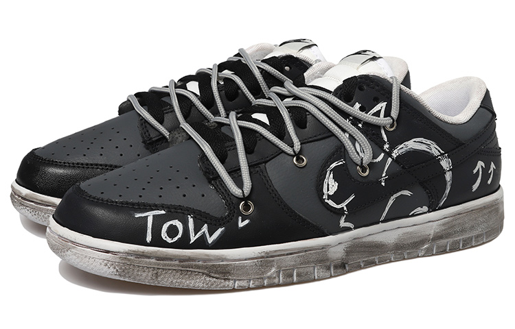 Lookbook [Sepatu Custom] Nike Dunk Low 'Hitam Putih Rabbit Arrow' DJ6188-101(Team拾玖-做旧全黑兔男S-BOX)