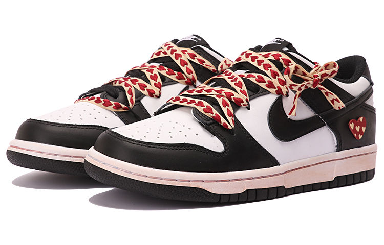 Details for [Nike Dunk Low'] Rekaan Semula Hitam Putih Kasut Custom CW1590-100(TeamThree-女款心动时刻黑白)