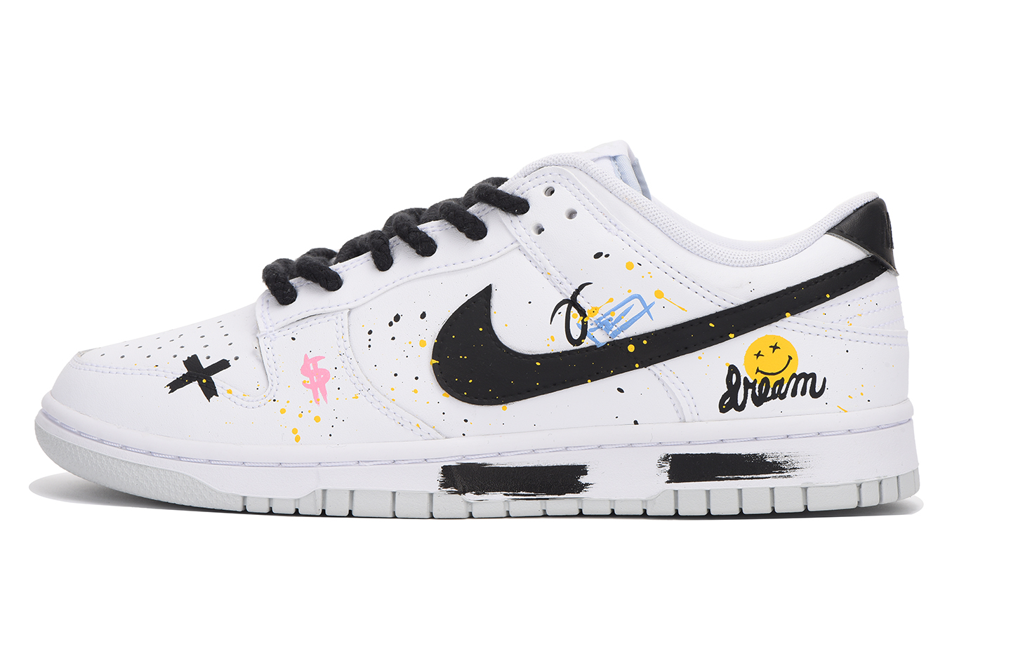 [Custom Shoes] Nike Dunk Low 'Black White Smiley Gift Box'