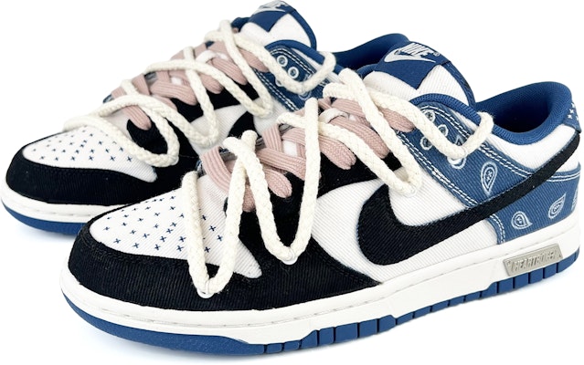 【定製籃球鞋】 Nike Dunk Low 順心 好玩藍月 麻繩拆解 腰果花 復古刺繡 低筒 板鞋 男款 藍白黑 Lookbook 【定製籃球鞋】 Nike Dunk Low 順心 好玩藍月 麻繩拆解 腰果花 復古刺繡 低筒 板鞋 男款 藍白黑