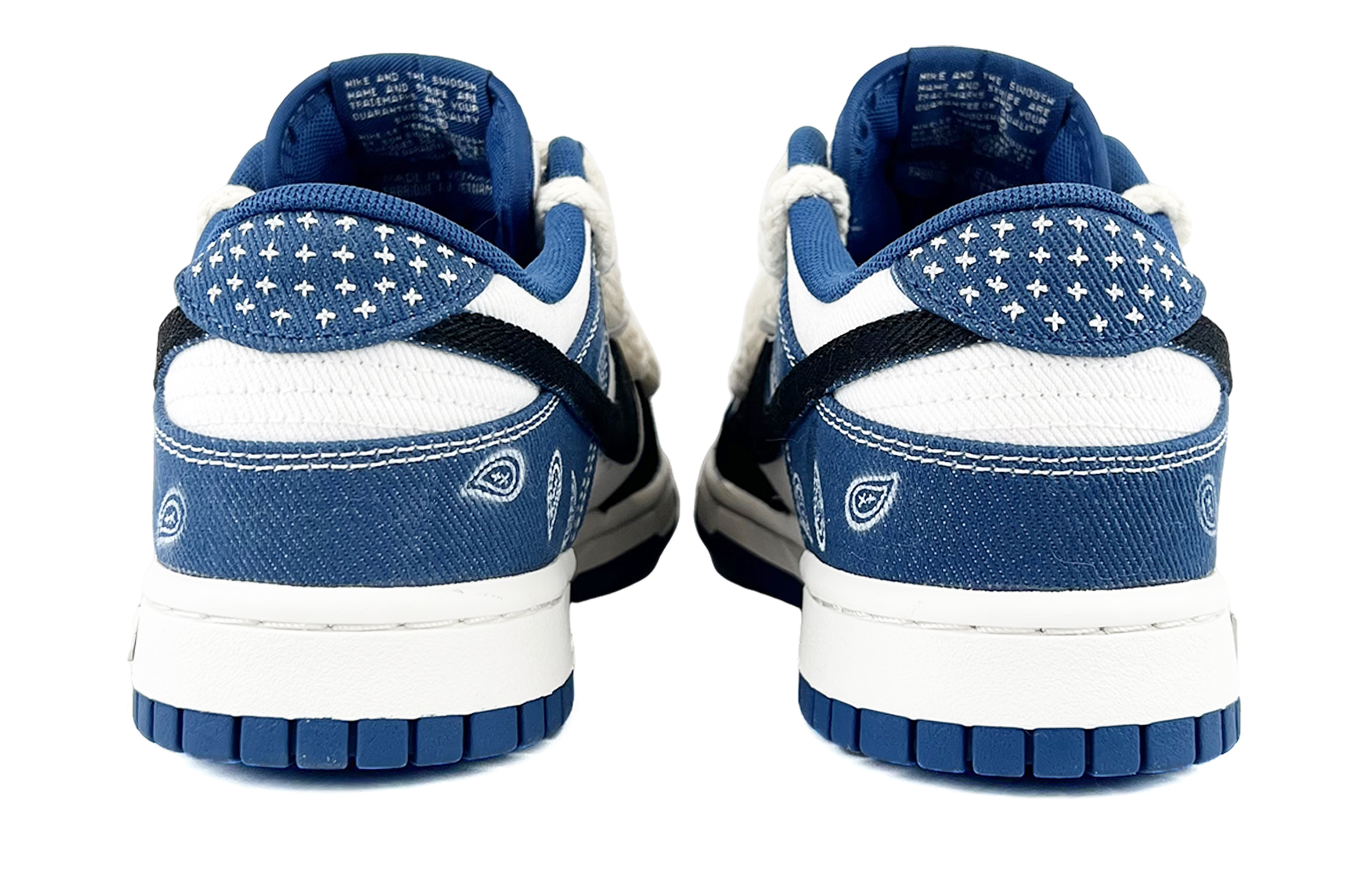 Shop [Sepatu Kustom] Nike Dunk Low 'Paisley Biru-Putih-Hitam' DV0834-101(Team45-贪玩蓝月)