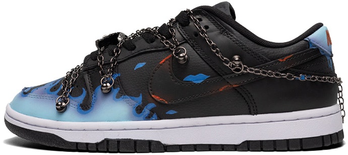custom-shoes-nike-dunk-low-blue-black-skull-flame