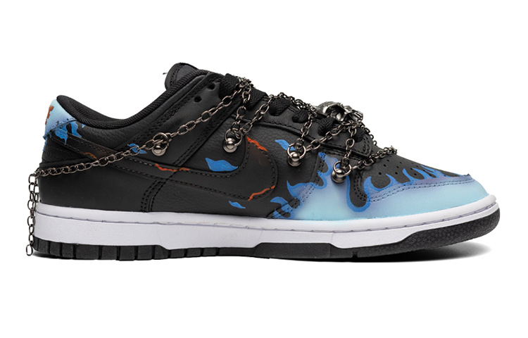 Order 나이키 덩크 로우 '블루블랙 스컬플레임' (커스텀) DH9765-002(Teamfour-女款火焰蓝黑)