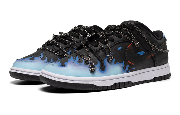 Lookbook 나이키 덩크 로우 '블루블랙 스컬플레임' (커스텀) DH9765-002(Teamfour-女款火焰蓝黑)