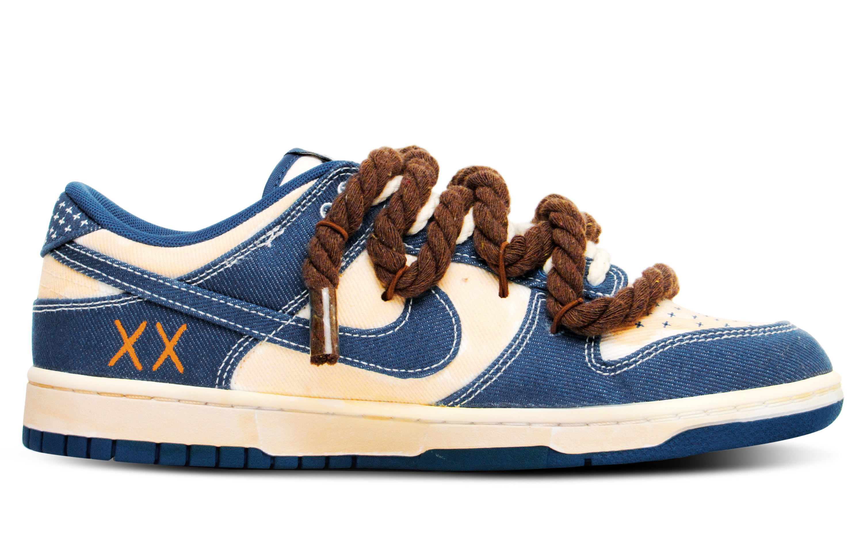 Order ナイキ ダンク ロー 'ブルー ブラウン ハンドペイント グラフィティ' カスタムシューズ DV0834-101(Team65-手绘做旧)