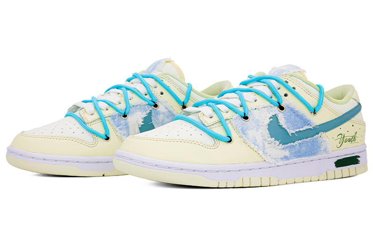 Lookbook [Kasut Custom] Nike Dunk Low 'Kanvas Biru Grafiti' DJ6188-100(Team肆-男款解构缝布涂鸦)