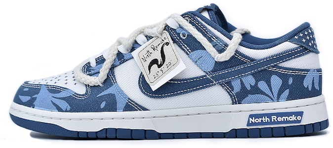 【訂製球鞋】 Nike Dunk Low 藍魅 戶外穿搭 復古 不規則圖案 小眾高級 麻繩解構 低筒 板鞋 男款 藍白 Buy 【訂製球鞋】 Nike Dunk Low 藍魅 戶外穿搭 復古 不規則圖案 小眾高級 麻繩解構 低筒 板鞋 男款 藍白