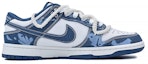 Order 【訂製球鞋】 Nike Dunk Low 藍魅 戶外穿搭 復古 不規則圖案 小眾高級 麻繩解構 低筒 板鞋 男款 藍白
