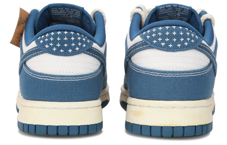 Shop 【定制球鞋】 Nike Dunk Low 解構綁帶 氧化做舊 格子 高級 復古 休閒 低幫 板鞋 男款 藍色