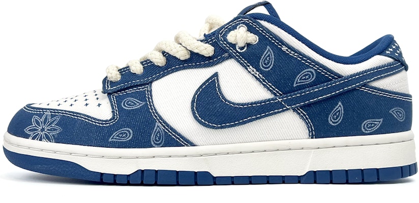 【定製球鞋】 Nike Dunk Low 藍色牛仔 麻繩 腰果花 復古主題 低幫 板鞋 男女同款 白藍 Buy 【定製球鞋】 Nike Dunk Low 藍色牛仔 麻繩 腰果花 復古主題 低幫 板鞋 男女同款 白藍