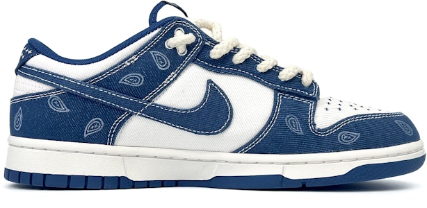 【定製球鞋】 Nike Dunk Low 藍色牛仔 麻繩 腰果花 復古主題 低幫 板鞋 男女同款 白藍 Order 【定製球鞋】 Nike Dunk Low 藍色牛仔 麻繩 腰果花 復古主題 低幫 板鞋 男女同款 白藍