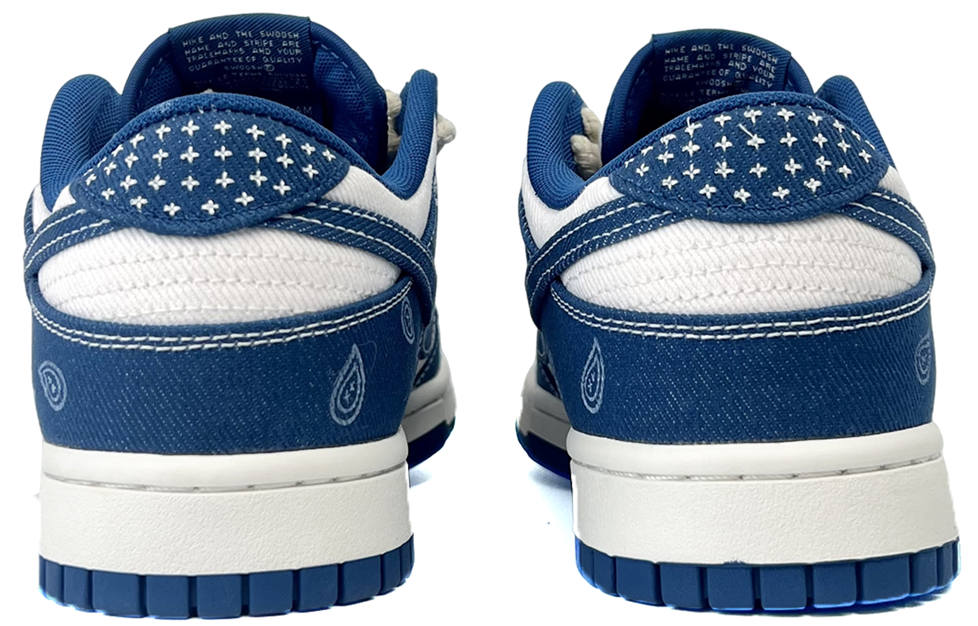 Shop [Kasut Custom] Nike Dunk Low 'Blue Denim Paisley' DV0834-101(Tema-45蓝色牛仔腰果花)