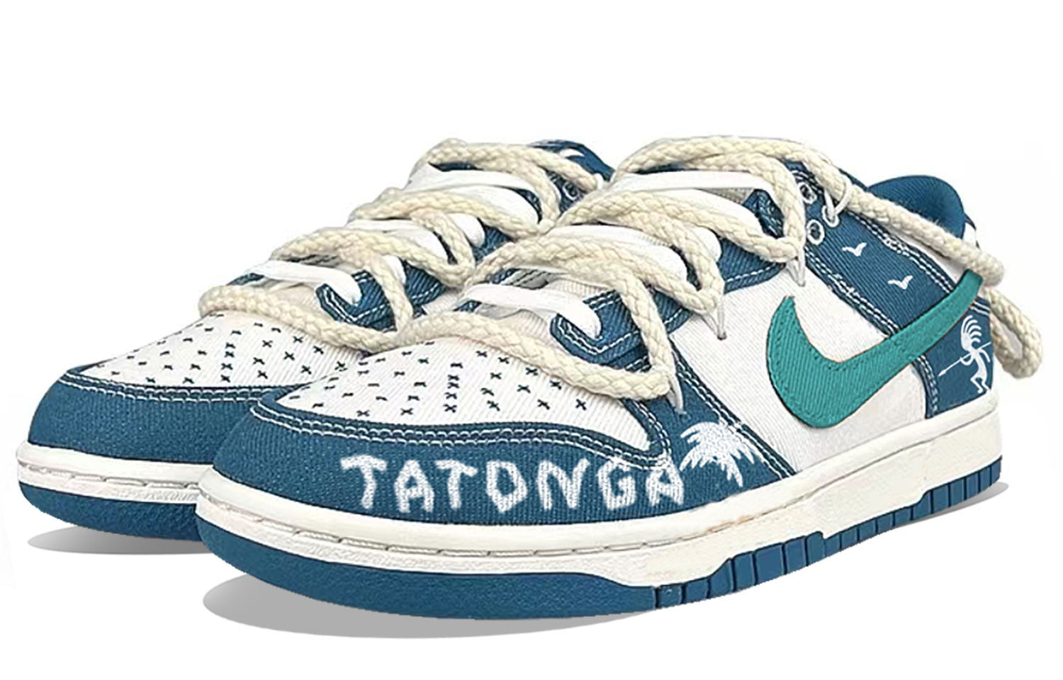 Lookbook [Sepatu Kustom] Nike Dunk Low 'Blue Denim Primitive Tribe' DV0834-101(Team50-印第安-男)