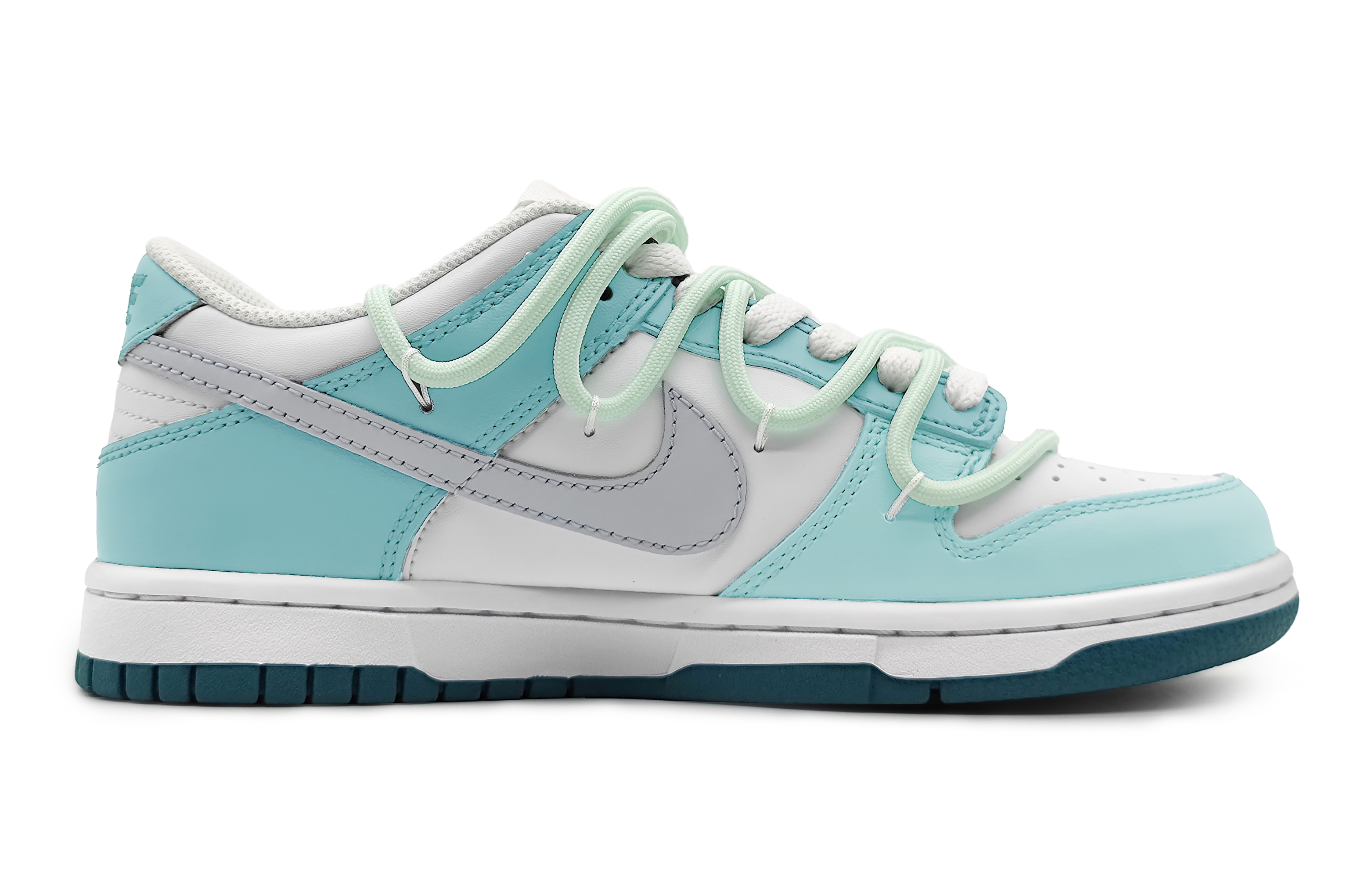 Order 【訂製球鞋】 Nike Dunk Low 藍色軌跡 Good個性塗鴉 標牌可拆卸 低筒 滑板鞋 GS 白藍