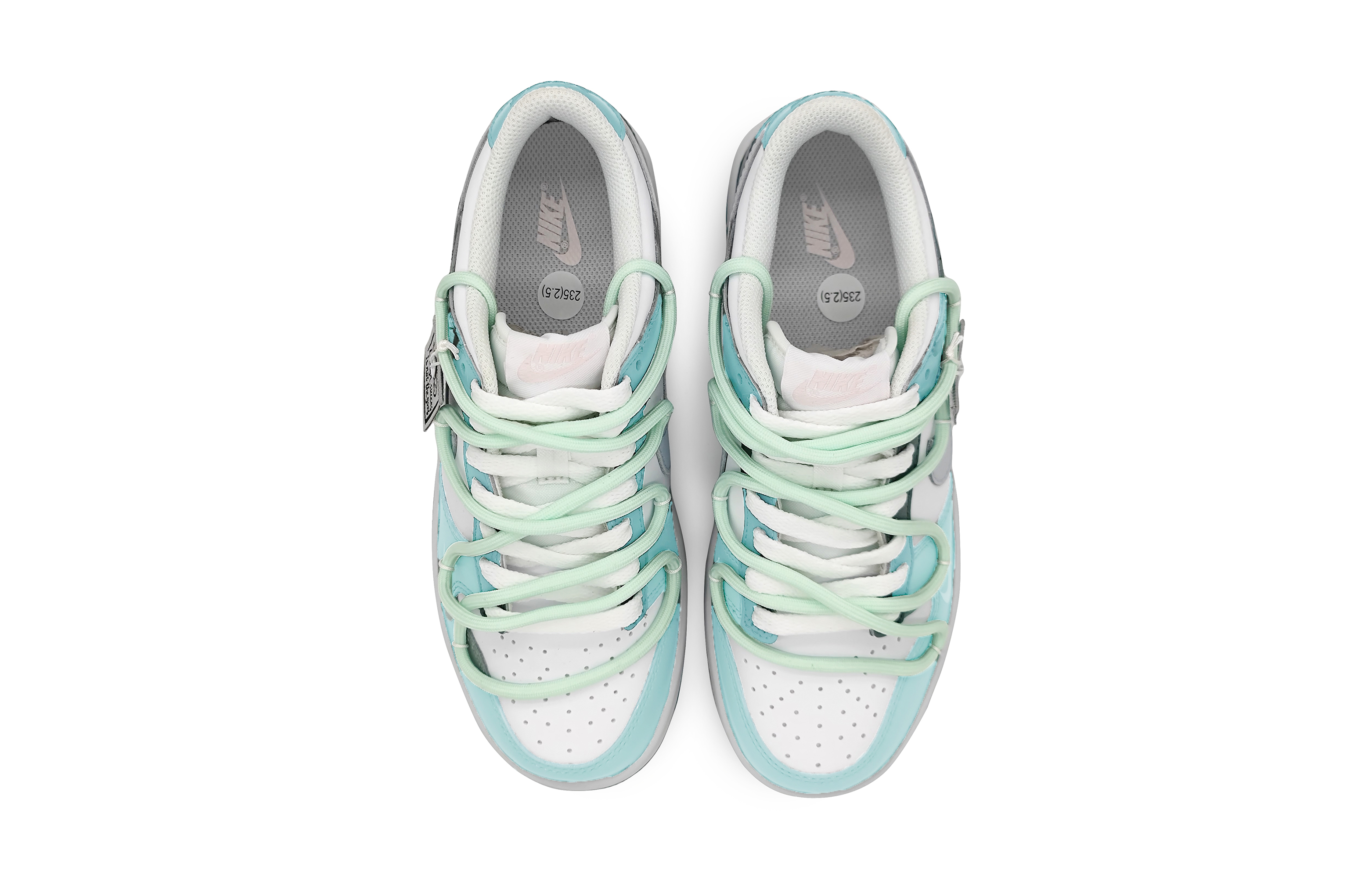 Shop 【訂製球鞋】 Nike Dunk Low 藍色軌跡 Good個性塗鴉 標牌可拆卸 低筒 滑板鞋 GS 白藍