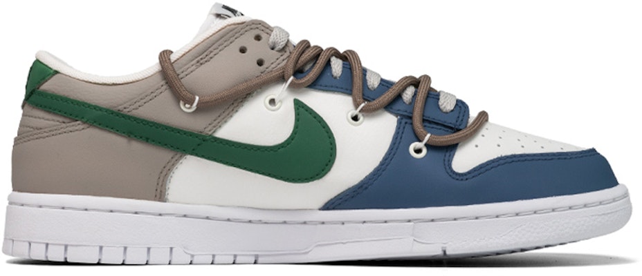 【定制球鞋】Nike Dunk Low 岩石 森林 大地 解構綁帶 簡約潮流 低幫 板鞋 男款 藍灰 Order 【定制球鞋】Nike Dunk Low 岩石 森林 大地 解構綁帶 簡約潮流 低幫 板鞋 男款 藍灰