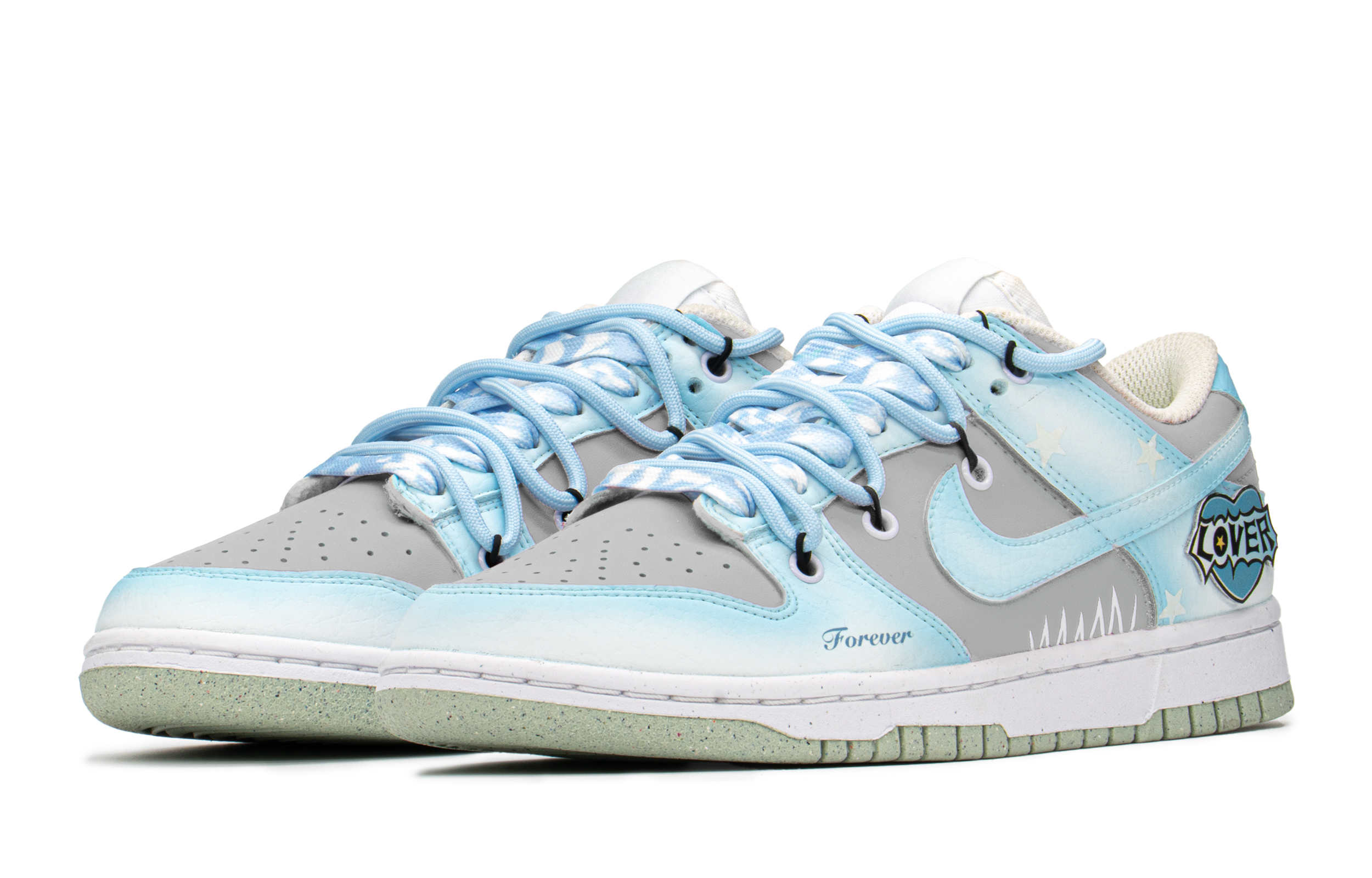 Lookbook 【定制球鞋】 Nike Dunk Low 糖果 滿天星 清新 低筒 板鞋 GS 藍灰