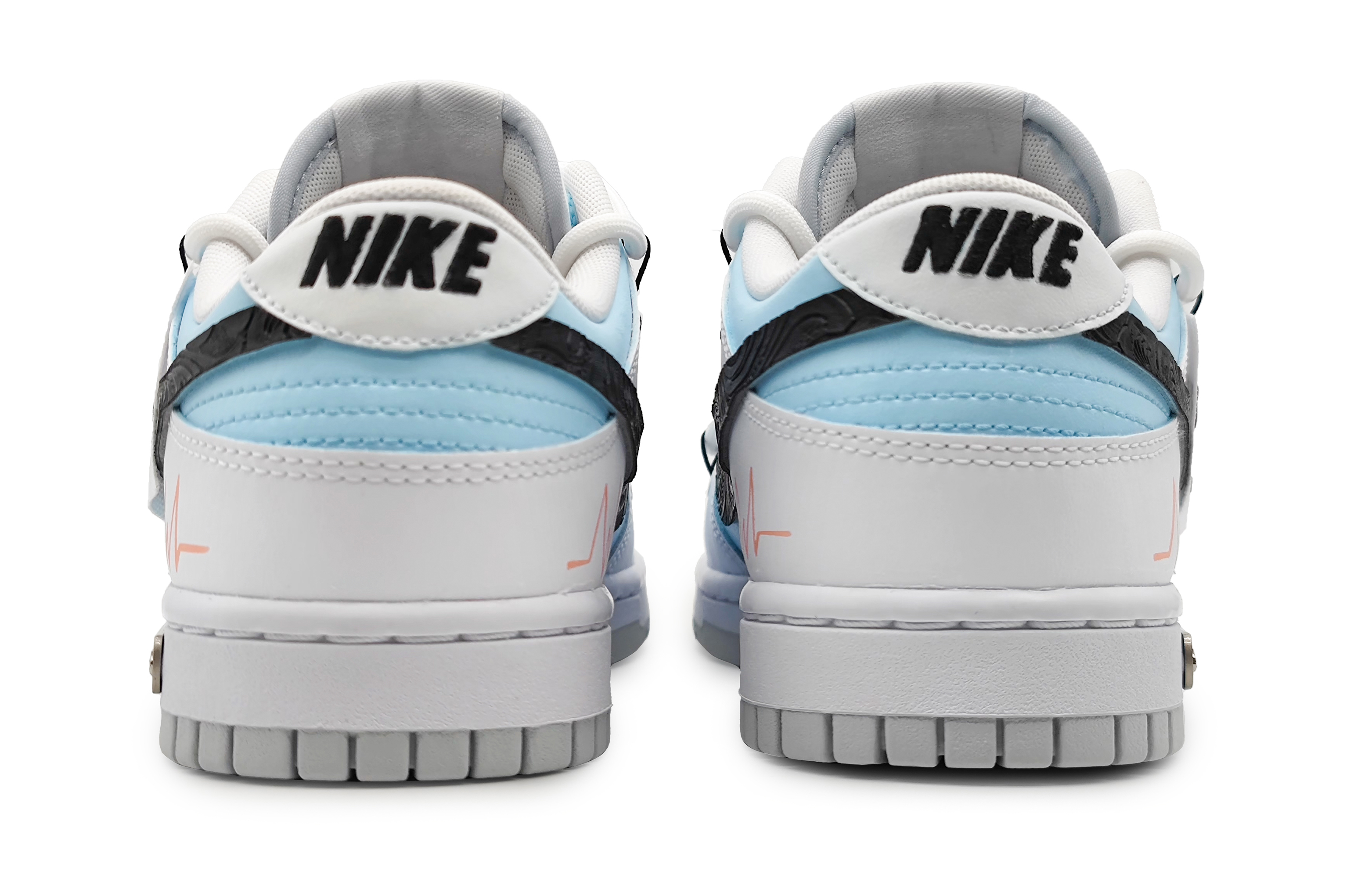 Purchase [Nike Kasut Tersuai] Nike Dunk Low 'Degupan Hati Biru Kelabu' DH9765-102(Team16-女款指纹爱心蓝)