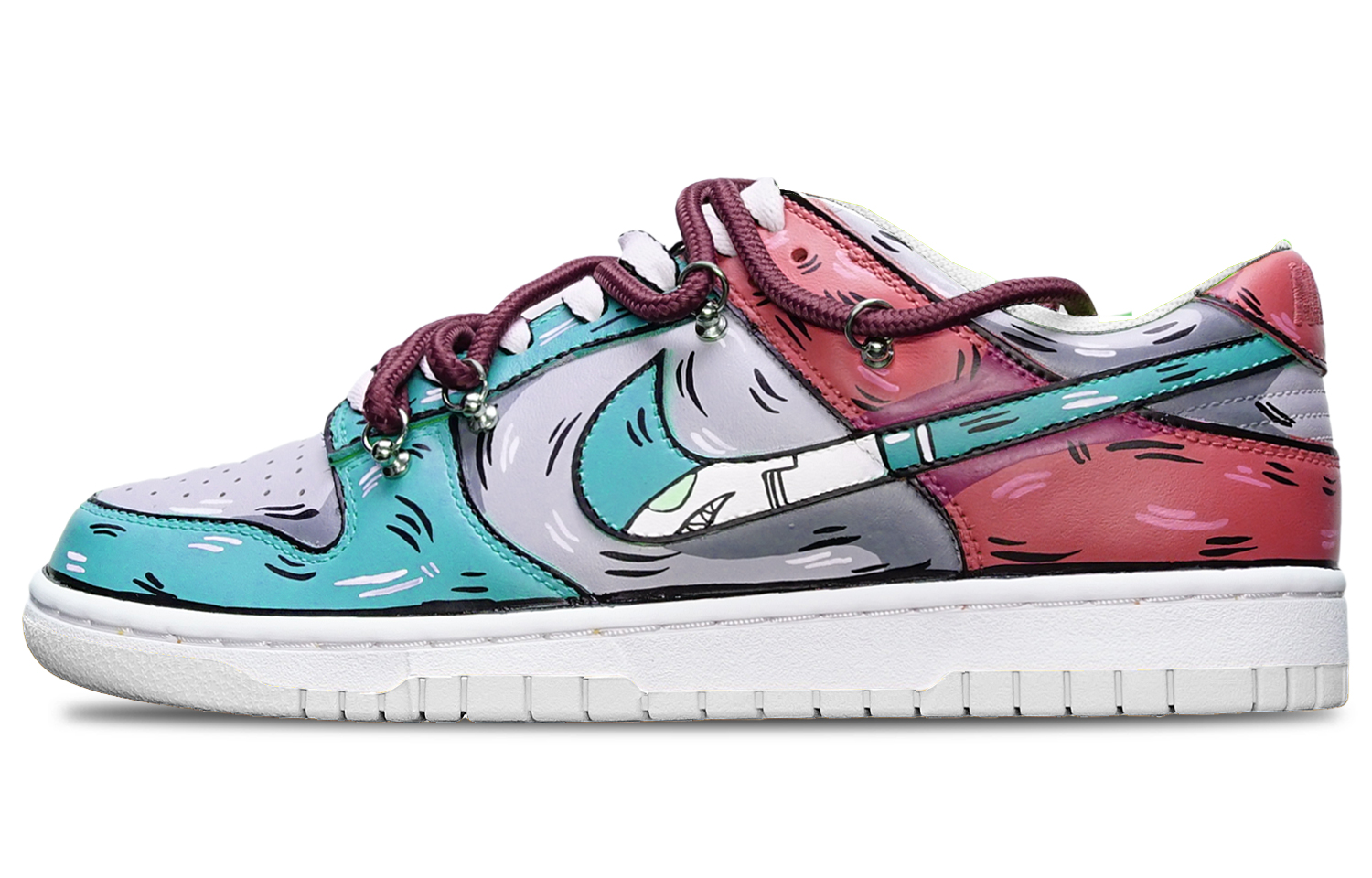 Buy [Zapatillas Personalizadas] Nike Dunk Low 'Azul Gris Rojo' DH9765-100(TeamT-鲨鱼蓝灰红女S-BOX)