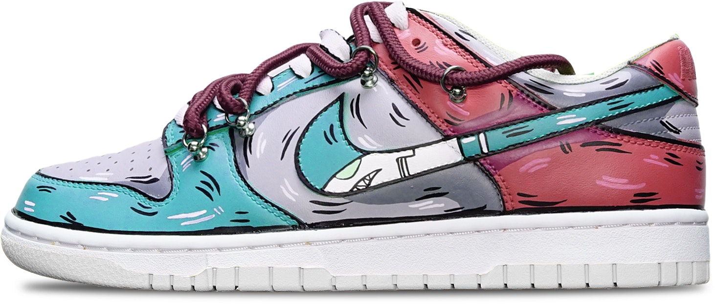 custom-shoes-nike-dunk-low-blue-grey-red