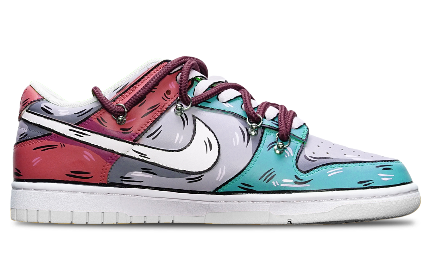 Order [Zapatillas Personalizadas] Nike Dunk Low 'Azul Gris Rojo' DH9765-100(TeamT-鲨鱼蓝灰红女S-BOX)