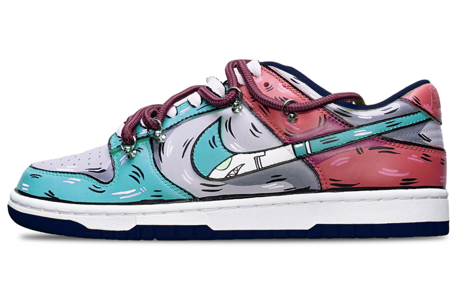 Buy [Zapatillas Personalizadas] Nike Dunk Low 'Azul Gris Rojo Multicolor' DH9765-300(TeamT-鲨鱼蓝灰红女S-BOX)