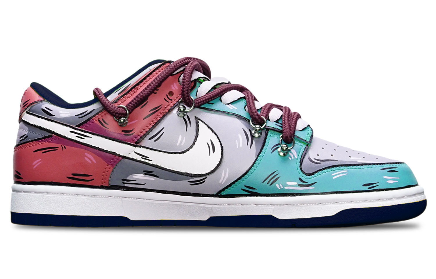 Order [Zapatillas Personalizadas] Nike Dunk Low 'Azul Gris Rojo Multicolor' DH9765-300(TeamT-鲨鱼蓝灰红女S-BOX)