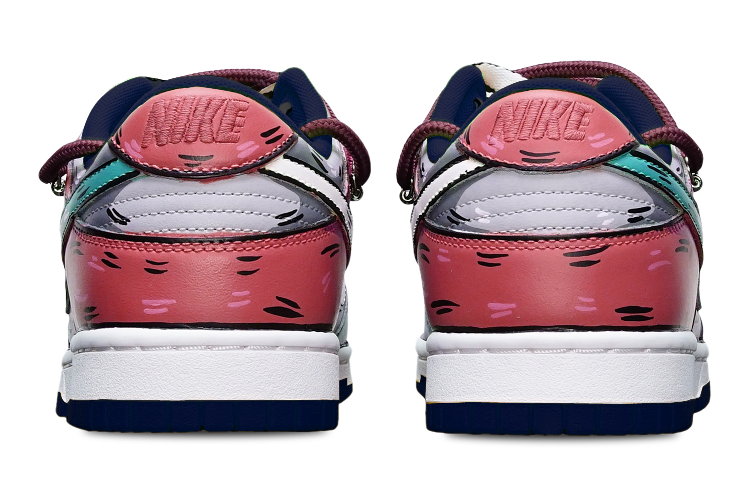 Shop [Zapatillas Personalizadas] Nike Dunk Low 'Azul Gris Rojo Multicolor' DH9765-300(TeamT-鲨鱼蓝灰红女S-BOX)