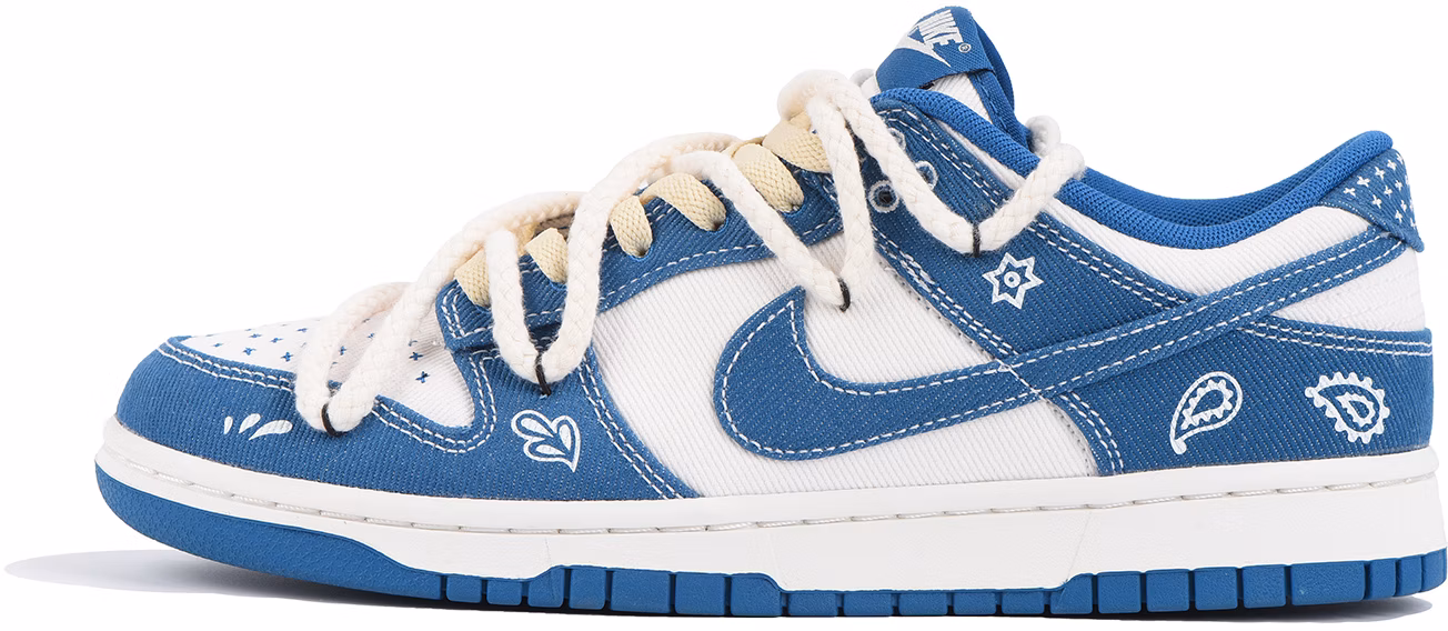custom-shoes-nike-dunk-low-blue-paisley-industrial-denim