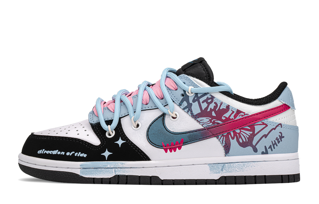 Buy ナイキ ダンク ロー 'ブルーピンクブラックグラデーションバタフライグラフィティ' カスタムシューズ DH9765-104(TeamA-闪耀蝴蝶)