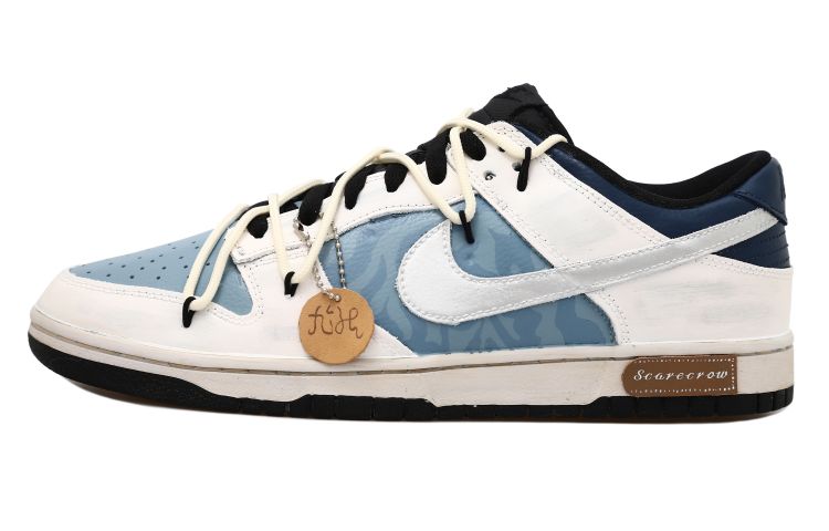 Buy 【訂製球鞋】 Nike Dunk 低筒 藍色波紋 水波紋 銀勾 貼皮 掛飾 解構鞋帶 禮盒 低筒 滑板鞋 男款 黑銀