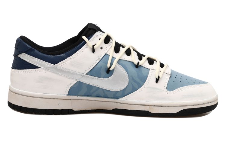 Order 【訂製球鞋】 Nike Dunk 低筒 藍色波紋 水波紋 銀勾 貼皮 掛飾 解構鞋帶 禮盒 低筒 滑板鞋 男款 黑銀