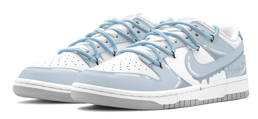 【客製球鞋】Nike Dunk Low "藍色甜心"特別鞋盒 防滑耐磨 低筒 滑板鞋 男款 藍白 Lookbook 【客製球鞋】Nike Dunk Low "藍色甜心"特別鞋盒 防滑耐磨 低筒 滑板鞋 男款 藍白
