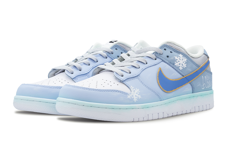 Lookbook 【定制鞋款】耐克Dunk Low '蓝色情人节圣诞冰雪白蓝金' DH9765-100(Team7-女款蓝色情人节)