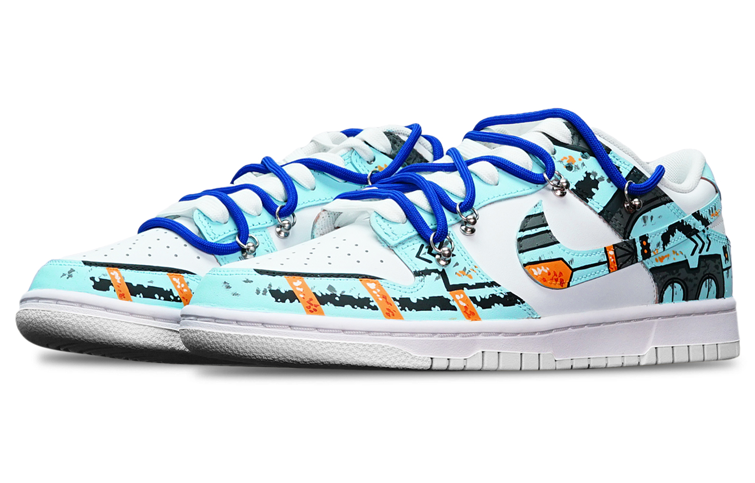 Lookbook 나이키 덩크 로우 '블루 화이트' (커스텀) DH9765-100(TeamT-战损3湖水蓝S-BOX)