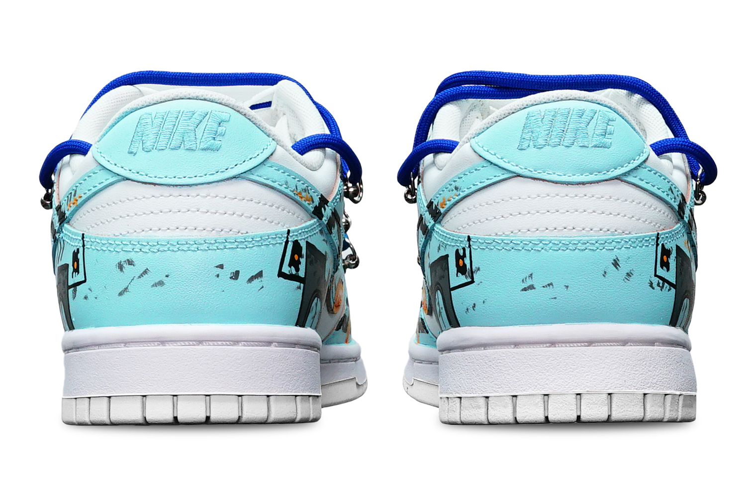 Shop 나이키 덩크 로우 '블루 화이트' (커스텀) DH9765-100(TeamT-战损3湖水蓝S-BOX)