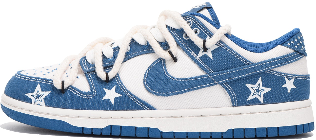 custom-shoes-nike-dunk-low-blue-white-denim-stars