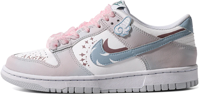 【定制球鞋】Nike Dunk Low 特殊鞋盒 曙光 羽毛 翅膀 簡約 低幫 板鞋 GS 藍白粉 Buy 【定制球鞋】Nike Dunk Low 特殊鞋盒 曙光 羽毛 翅膀 簡約 低幫 板鞋 GS 藍白粉