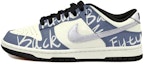 Buy 【定製球鞋】Nike Dunk Low 做舊 美式塗鴉 字體 銀鉤 解構風 潮流復古 低筒 板鞋 男款 藍白銀