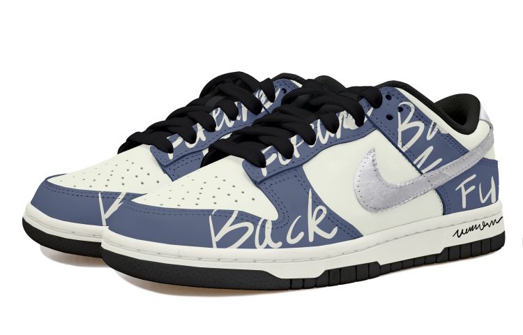 Lookbook [Zapatillas Personalizadas] Nike Dunk Low 'Azul Blanco Plata Graffiti' DD1391-100(Team拾玖-美式涂鸦男S-BOX)