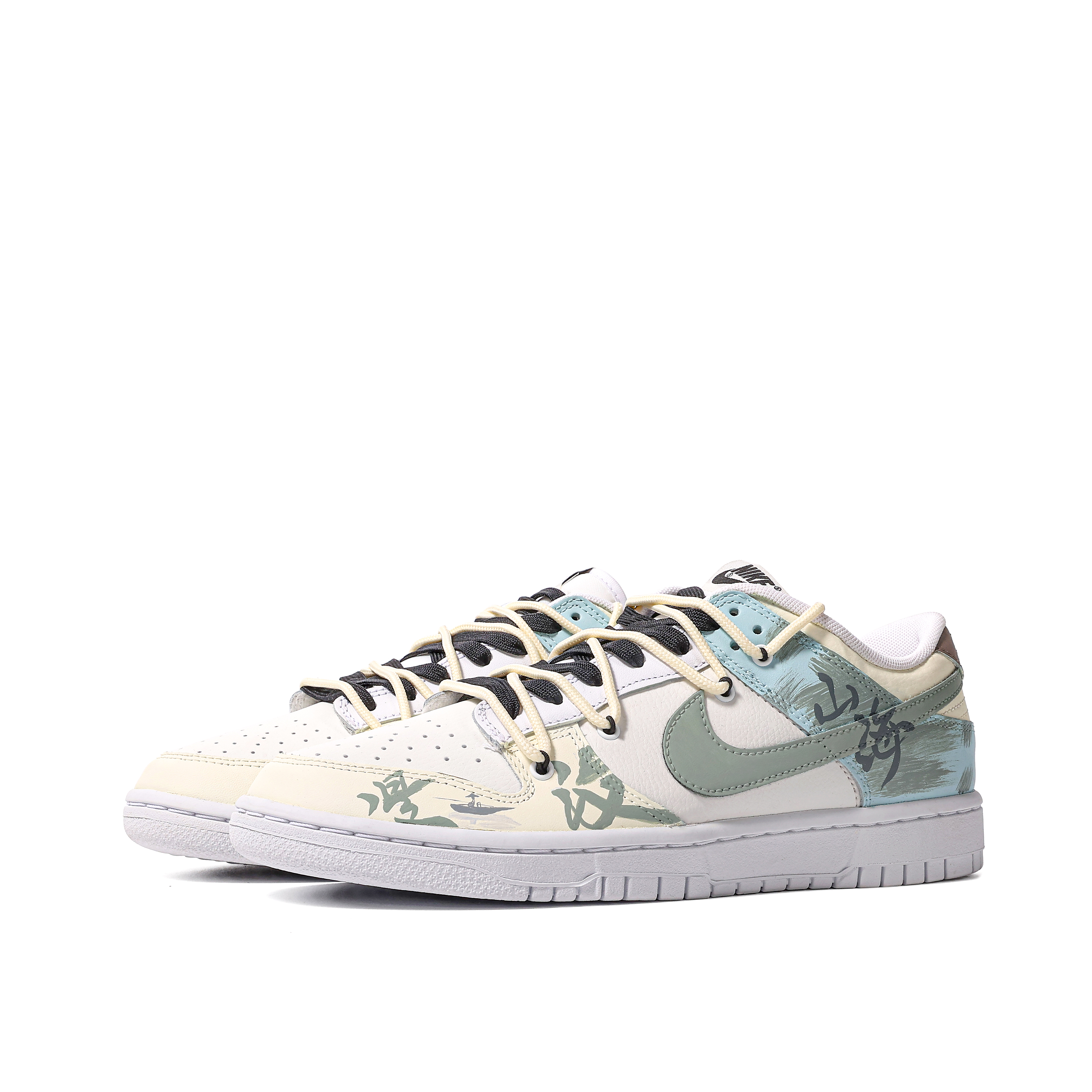 Lookbook 【定制球鞋】 Nike Dunk Low 達芬奇定制 特殊鞋盒 漫漫山海 書法 撞色 中國風 低幫 板鞋 男款 藍黃