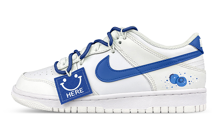 Buy 【客製化球鞋】Nike Dunk Low 解構 雙鞋帶 笑臉布貼 藍莓 低筒 滑板鞋 GS 白藍