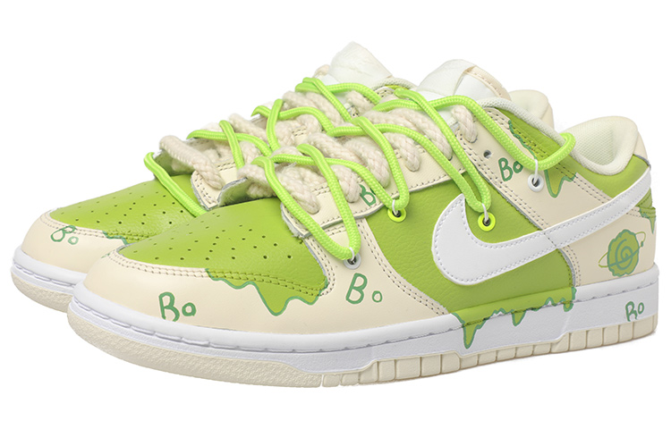 Lookbook 【定制球鞋】Nike Dunk Low 元宇宙主題 BoBo星球 解構鞋帶 冰淇淋 手繪噴繪 低幫 板鞋 男款 黃綠