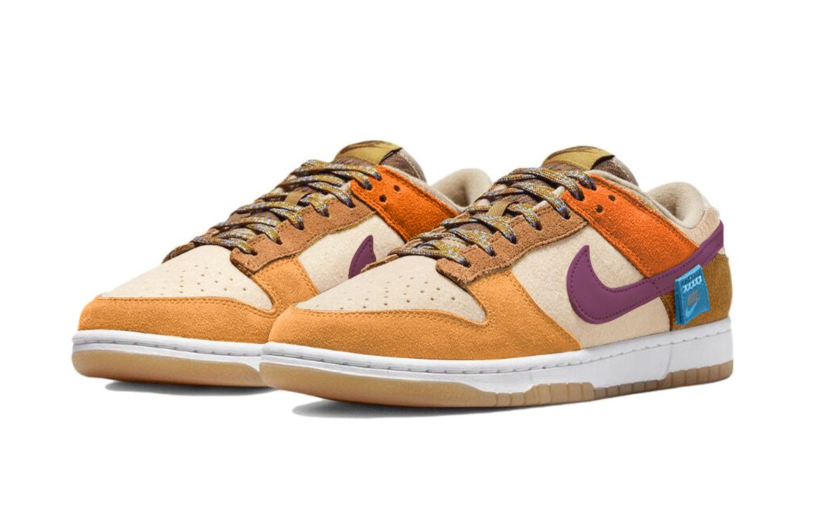 Lookbook 【訂製球鞋】Nike Dunk Low 復古小熊 風情孟菲斯 小眾 潮流百搭 簡約 低筒 板鞋 男款 棕橙紫